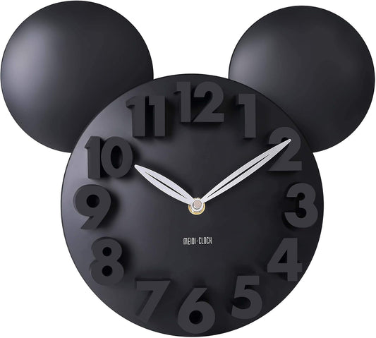 MEIDI CLOCK Modern Design Mickey Mouse Big Digit 3D Wall Clock Home Decor Decoration - Black