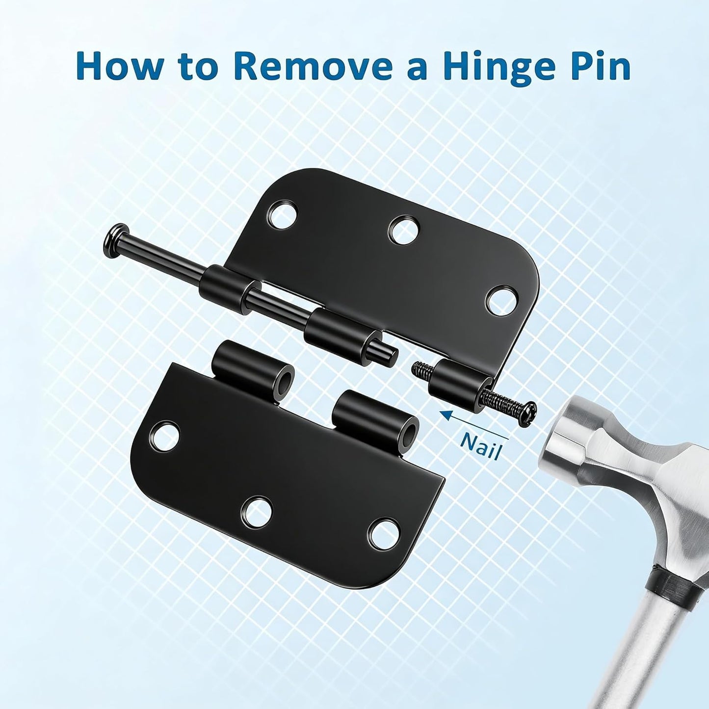 42 Pack Black Door Hinges, 3.5" X 3.5" Heavy Duty Door Hinge 5/8" Radius Corner, Interior & Exterior Door Hinges with Matte Black Finish No Squeak